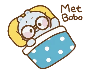 🐰 Meet Baby 곰, 아기, 수면, 귀여운, 만화, 침대 whatsapp sticker