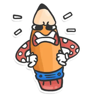 😠 matita, cartone animato, arrabbiato, personaggio, adesivo, disegno, divertente whatsapp sticker