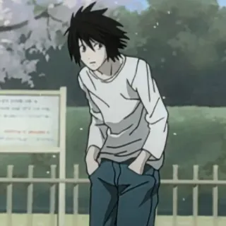 🍎 L Death Note Anime, Death Note, L, Detetive telegram sticker