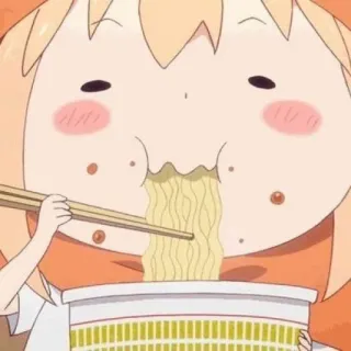 🍊 anime, eating, noodles, kawaii, cute, ramen telegram sticker