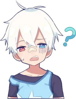 ❓ Anime, Garoto, Pergunta, Confuso, Expressão, Sticker telegram sticker