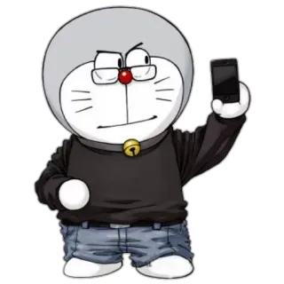 📱 Doraemon doraemon, anime, cartoon, katze, roboter, brille, glocke whatsapp sticker
