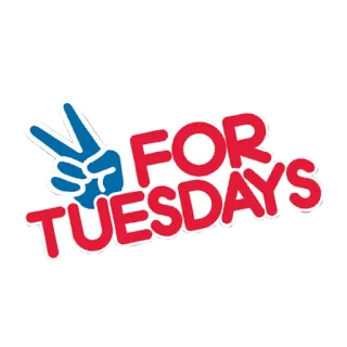 ✌ FOR TUESDAYS símbolo paz, martes, días semana, gesto mano, rojo, azul telegram sticker