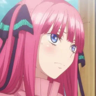 🙁 Nino Nakano The Quintessential Quintuplets Anime, The Quintessential Quintuplets, Nino Nakano, Cabelo rosa, Rubor telegram sticker