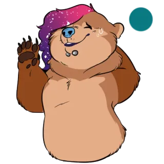 😌 urso, desenho animado, animal, fofo, acenando telegram sticker