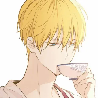 🌻 Anime, Manga, Tóc vàng, Uống trà, Phim hoạt hình, Nhân vật telegram sticker