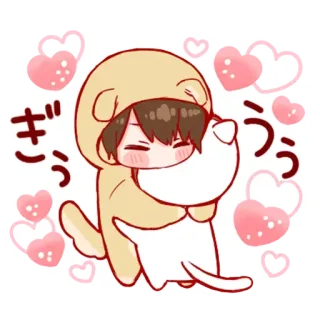 ❤️ ぎゅ Anime, Ôm, Dễ thương, Trái tim, Hoạt hình telegram sticker