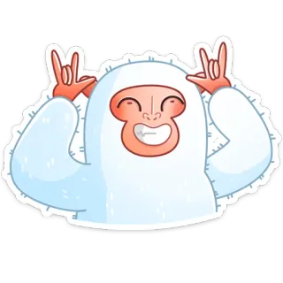 😀 Yeti, Monster, Salju, Rock on, Gestur, Kartun telegram sticker