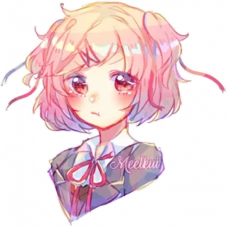 💕 Meelkui Anime, Dziewczyna, Słodkie, Różowy, Portret telegram sticker