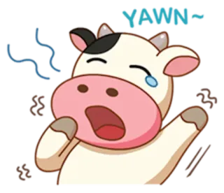 💤 YAWN~ krowa, ziewanie, śpiący, zwierzę, kreskówka telegram sticker
