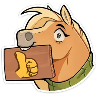 🐴 ngựa, động vật, giơ ngón tay cái, các tông, phim hoạt hình, tích cực, cử chỉ whatsapp sticker