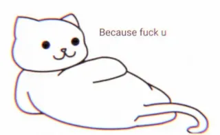 🦢 Because fuck u Katze, beleidigend, unhöflich, Humor, Meme, Beleidigung whatsapp sticker