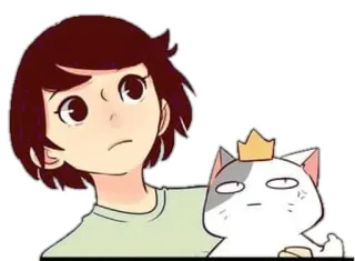 🐈 卡通, 贴纸, 猫, 皇冠, 动漫, 女孩 whatsapp sticker