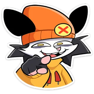 ⭐ Cartone animato, Personaggio, Sticker, Indicare, Sorrisetto, Gatto telegram sticker