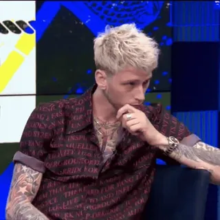🎨 Machine Gun Kelly AGFAS
GR
LIN
INSPI
MUELLE
GERIDE FOR
ONDE
77 ARD FURYANCE
WY DND INFE
IGROUND
ALIVE
KKN PORANEER
RENT CE
SICE Musiker, männlich, Sänger, Tattoo, blonde Haare telegram sticker
