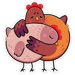 🫂 chicken, hug, animal, cute, love, friendship telegram sticker