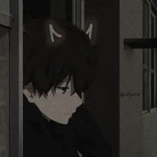 🎟 @illpend Anime, Manga, Jongen, Donker, Verdrietig, Raam telegram sticker