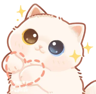 ❤️ kopecbeans kucing, lucu, kawaii, hewan peliharaan, binatang, ilustrasi, heterokromia whatsapp sticker