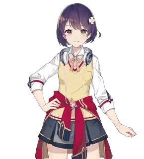 ✌ Gadis anime, Seragam sekolah, Kartun, Headphone, Lucu, Manga, Seni digital whatsapp sticker