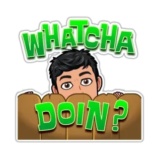 👀 WHATCHA DOIN'? вопрос, забор, битмоджи, привет, как дела telegram sticker