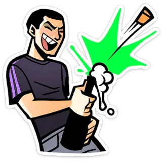 ⭐ celebração, festa, champanhe, garrafa, desenho animado, bebendo telegram sticker