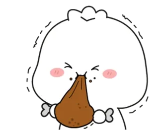 💭 cute, chicken, eating, animal, kawaii, cartoon telegram sticker