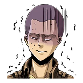 😨 Connie Springer Attack on Titan anime, Connie Springer, Ataque dos Titãs, preocupado, suando telegram sticker