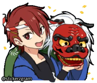☺ @stickerzgram Anime, Dibujos animados, Personaje, Máscara, Festivo, Japonés telegram sticker