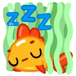 😴 ZZZ ryba, śpiący, kreskówka, zzz, wodorosty, uroczy, pomarańczowy telegram sticker