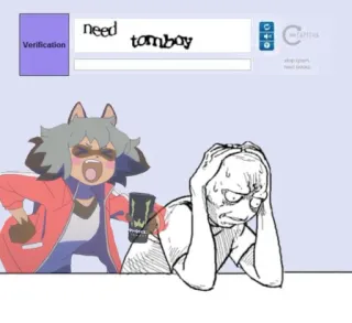 😩 need tomboy Anime, Meme, Maschiaccio, Captcha telegram sticker