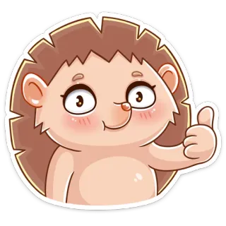 👍 hedgehog, animal, cute, cartoon, thumbs up whatsapp sticker