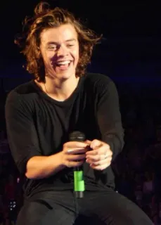 😃 Harry Styles harry styles, singer, celebrity, music, one direction, performer, smiling, microphone telegram sticker
