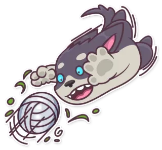 🏐 犬, ボール, 遊ぶ, 動物, 漫画, ペット telegram sticker
