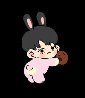 🫥 mignon, lapin, dessin animé, autocollant, chibi, K-pop whatsapp sticker