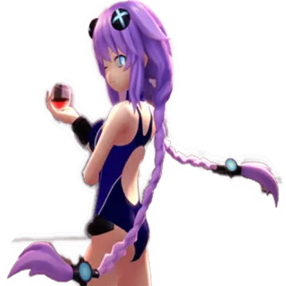 🍸 Neptune Hyperdimension Neptunia animé, jeu vidéo, cheveux violets, dessin animé, personnage telegram sticker