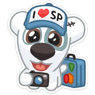 📷 I ❤️ SP viajes, dibujos animados, perro, turista, maleta, cámara telegram sticker