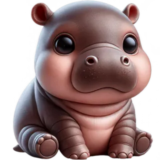 ☺️ hipopótamo, desenho animado, animal, fofo, kawaii, bebê hipopótamo telegram sticker