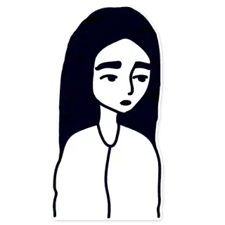 😙 mujer, chica, triste, simple, minimalista, retrato telegram sticker