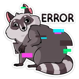 🤔 ERROR rakun, error, glitch, binatang, imut, stiker telegram sticker