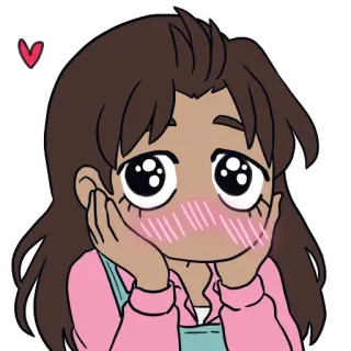😍 Dibujo animado, Anime, Lindo, Chica, Corazón, Amor, Sonrojado telegram sticker