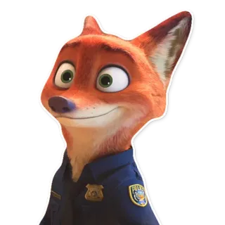 🙂 Nick Wilde Zootopia Nick Wilde, Zootopia, Zorro, Dibujos animados, Policía, Agente telegram sticker