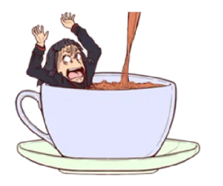 ☕ café, thé, tasse, homme, noyade, dessin animé whatsapp sticker