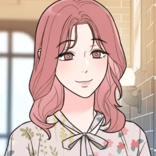 ♥️ desenho animado, mulher, cabelo rosa, retrato, sorriso telegram sticker