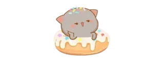 🫖 kucing, donat, kawaii, lucu, makanan, manis, makanan penutup, stiker telegram sticker
