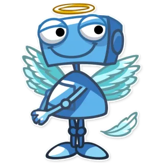 😇 robot, thiên thần, hào quang, đôi cánh, hoạt hình, nhân vật, dễ thương telegram sticker