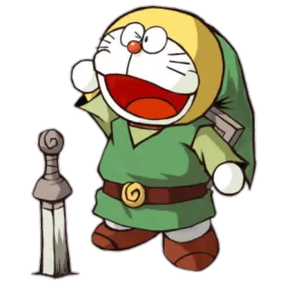 🗡 Doraemon Doraemon, Link, The Legend of Zelda, Crossover, Anime, Videospiel, Mashup whatsapp sticker