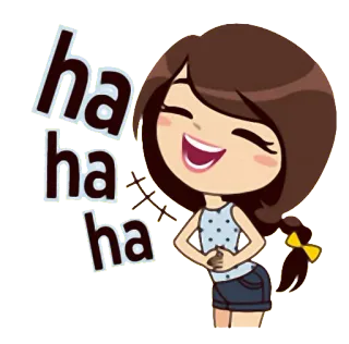 😂 ha ha ha riendo, chica, dibujos animados, feliz, emoji, pegatina whatsapp sticker