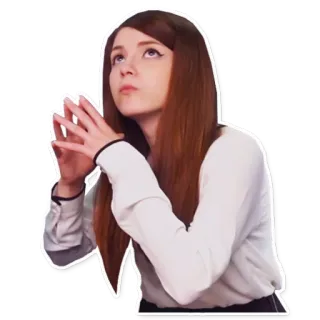🙄 donna, persona, pensando, gesto, camicia bianca, capelli castani telegram sticker