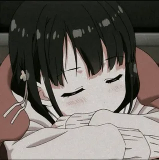 🖤 Anime, Dziewczyna, Słodkie, Śpiąca, Kreskówka, Rysunek telegram sticker