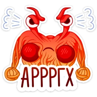 😡 АРРРГХ en colère, frustré, agacé, vapeur, monstre, rouge, yeux, expression telegram sticker